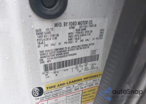 2014 Ford Expedition Xlt из США, поврежденный, VIN 1FMJU1H52EEF05266